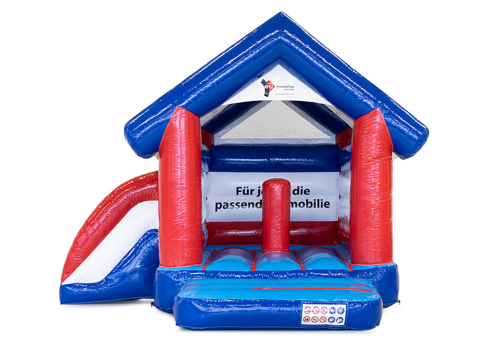 Kup wykonany na zamówienie zamek do skakania EU Immobilien Multifun w JB Dmuchańce Polska. Zamów teraz dmuchane zamki na wymiar w JB Dmuchańce Polska